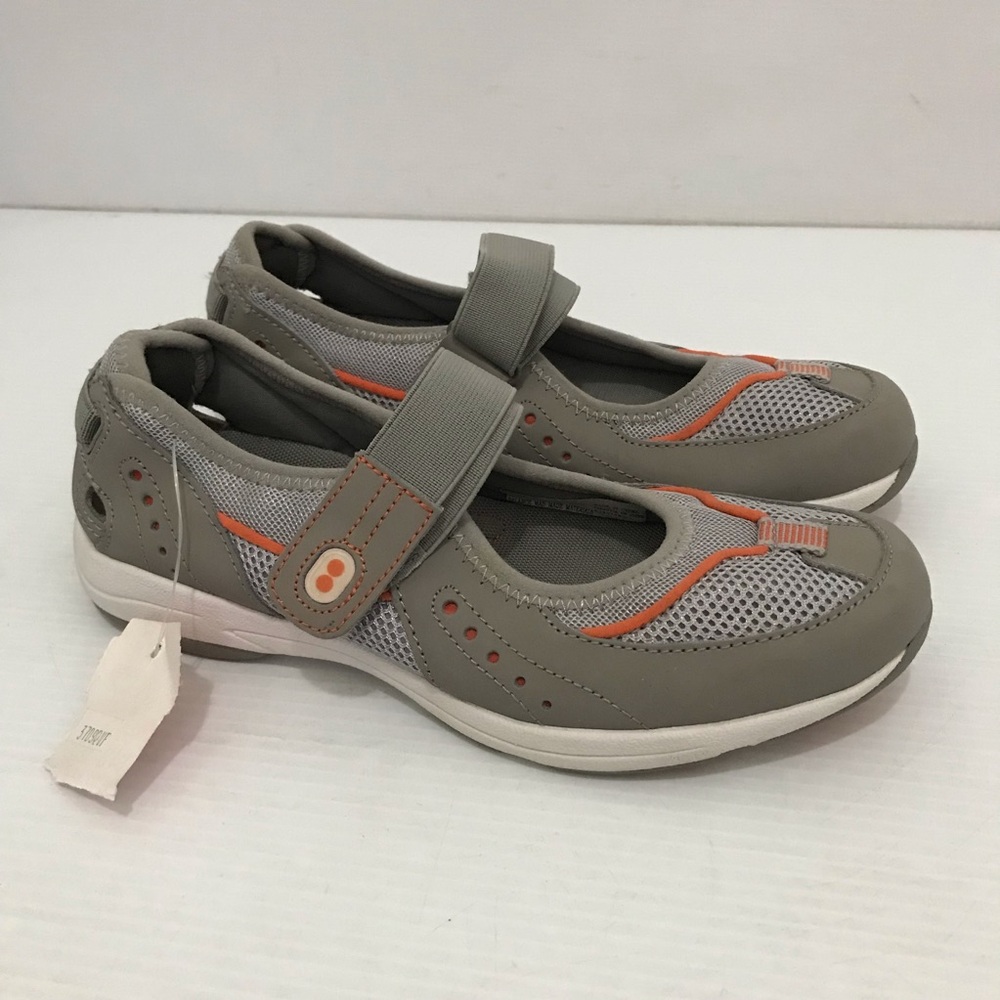 Ryka Women's Comfort Mary Jane Walking Shoes - Gray with Orange Accent Size 7